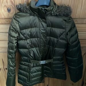 TOMMY HILFIGER Military Green Short Winter Jacket with Hood Size Small